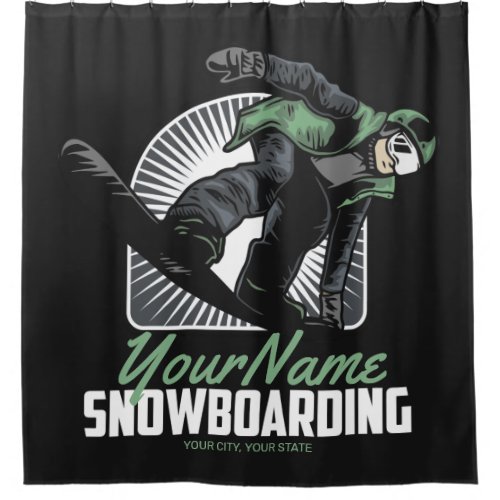 Personalized Snowboarding Snow Boarder Shredding   Shower Curtain