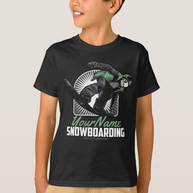 Personalized Snowboarding Snow Boarder Shredding  T-Shirt (Front)