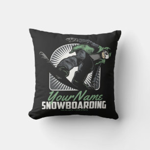 Personalized Snowboarding Snow Boarder Shredding Throw Pillow