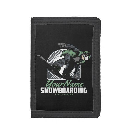 Personalized Snowboarding Snow Boarder Shredding   Trifold Wallet