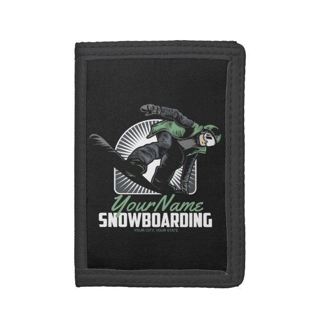 Personalized Snowboarding Snow Boarder Shredding   Trifold Wallet (Front Vertical)