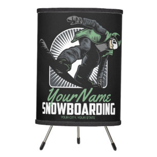 Personalized Snowboarding Snow Boarder Shredding Tripod Lamp