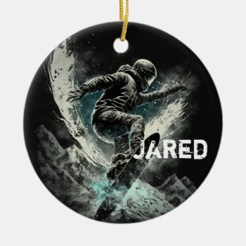 Personalized Snowboarding Winter Sports Ceramic Ornament by azlaird at Zazzle