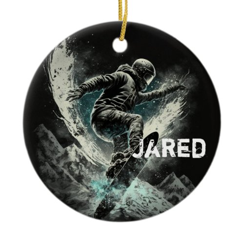 Personalized Snowboarding Winter Sports Ceramic Ornament