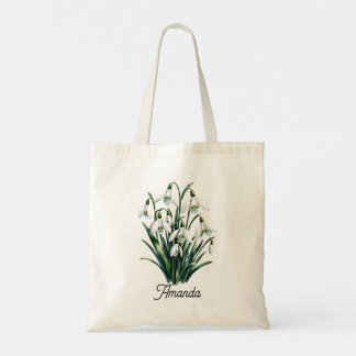 Personalized Snowdrop Floral Tote Bag – Custom Nam