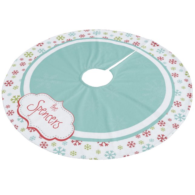 Personalized Snowflake Christmas Tree Skirt (Angled)