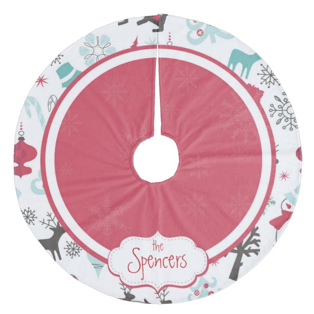 Personalized Snowflake Christmas Tree Skirt (Front)