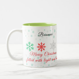 Personalized Snowflake Christmas Two-Tone Coffee Mug