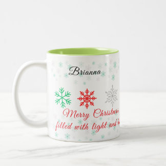 Personalized Snowflake Christmas Two-Tone Coffee Mug