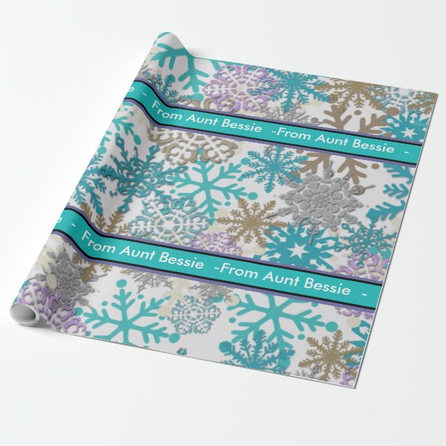 Personalized Snowflake Gift Wrap (Unrolled)