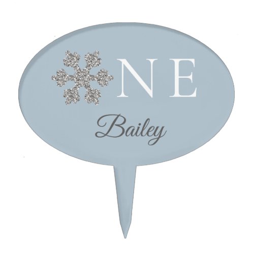 Personalized Snowflake One Girls 1st Birthday Cake Topper