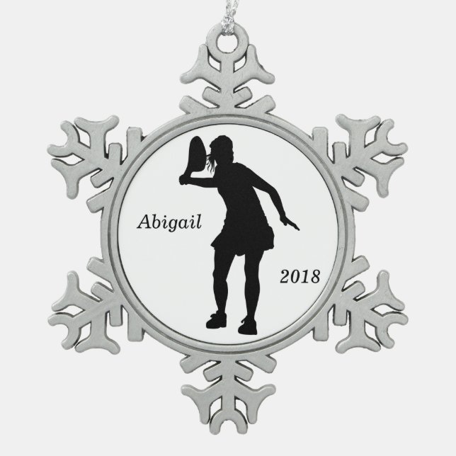 Personalized Snowflake Tennis Christmas Ornament (Front)