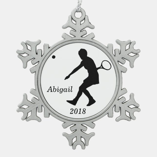 Personalized Snowflake Tennis Christmas Ornament (Front)