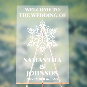 Personalized Snowflake Wedding Welcome Frosted Acrylic Sign