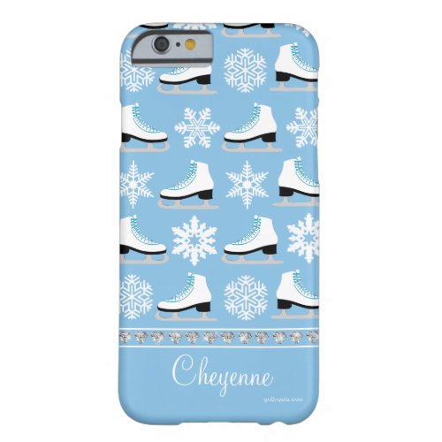 Personalized Snowflakes and Figure Skates Pattern Barely There iPhone 6 Case