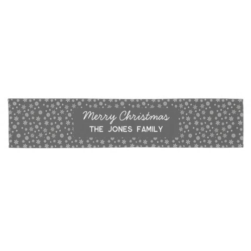 Personalized Snowflakes Black Family Christmas Short Table Runner