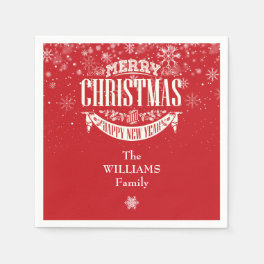 Personalized Snowflakes Merry Christmas Napkins