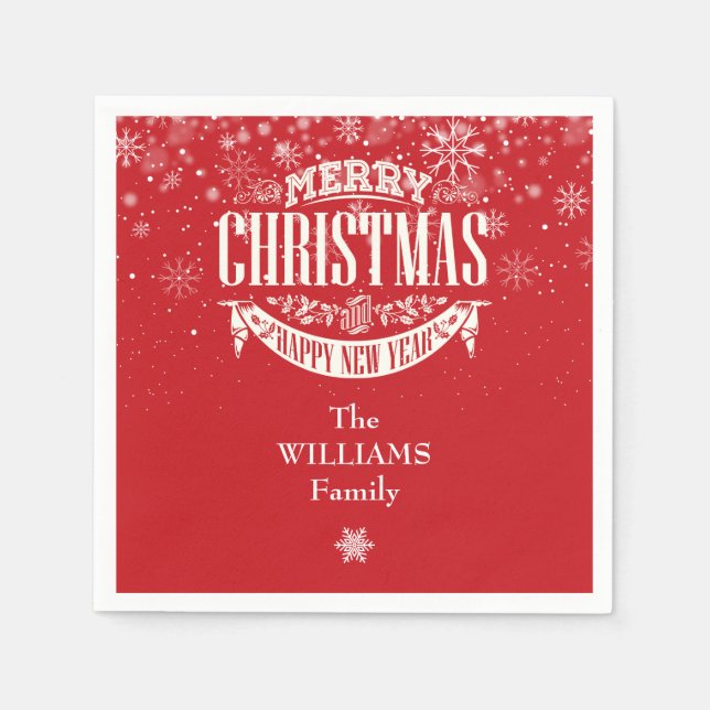 Personalized Snowflakes Merry Christmas Napkins (Front)