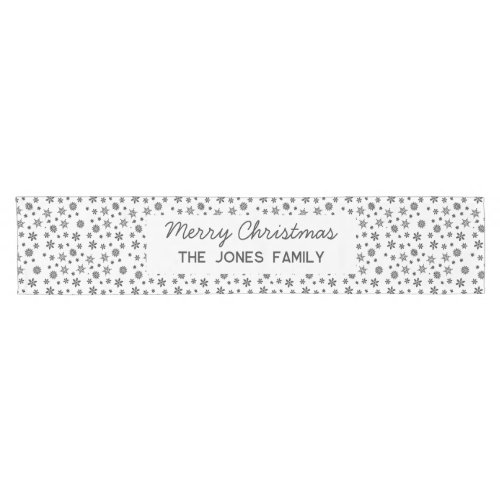 Personalized Snowflakes White Family Christmas Short Table Runner