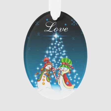 Personalized Snowman And Snow-woman Couple Love Ornament