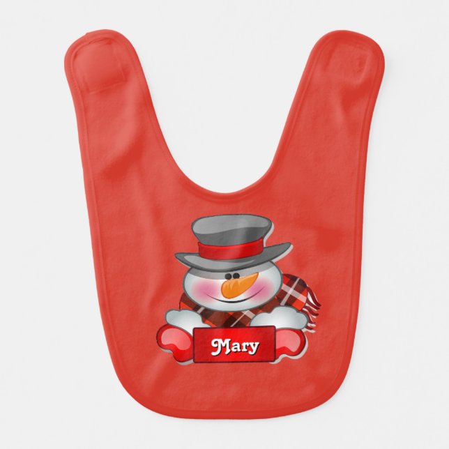 Personalized Snowman Baby Bib (Front)
