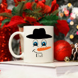 Personalized Snowman Black Hat with Custom Name Coffee Mug<br><div class="desc">Personalized Snowman Black Hat with Custom Name</div>