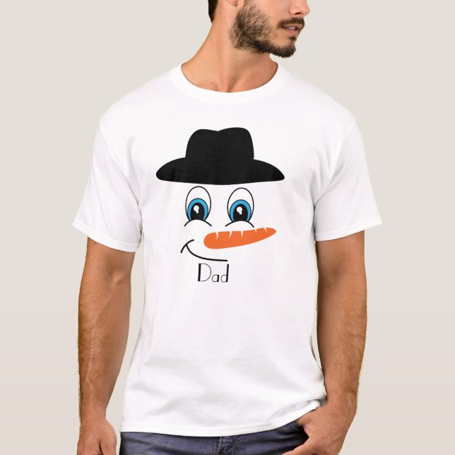 Personalized Snowman Black Hat with Custom Name  T-Shirt (Front)