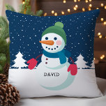 Personalized Snowman Boy Christmas Throw Pillow<br><div class="desc">Add a touch of holiday cheer to your home with this adorable personalized snowman boy throw pillow. Featuring a cute snowman wearing a red scarf and hat, this charming design is perfect for snuggling up with on a cold winter's night. Personalize it with your child's name or a special message...</div>