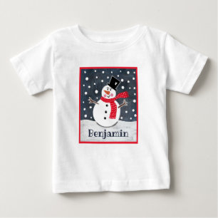 Personalized Snowman Christmas Baby T-Shirt