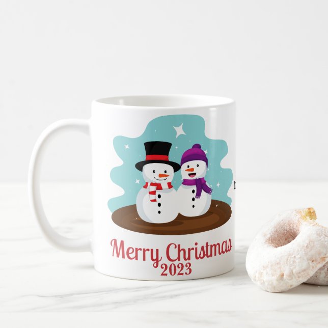 PERSONALIZED SNOWMAN CHRISTMAS GIFT FOR EVERYONE  COFFEE MUG (With Donut)