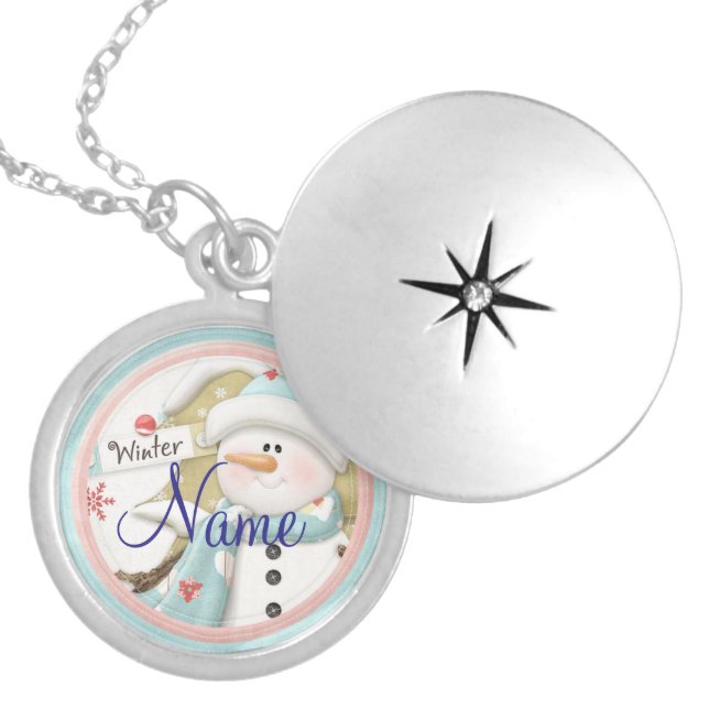 Personalized Snowman Christmas Gift Necklace (Front)