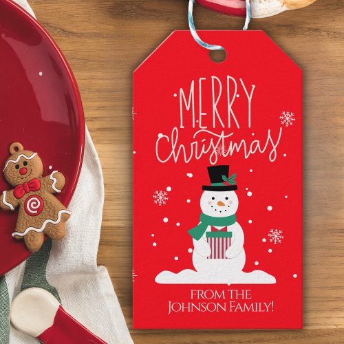 Personalized Snowman Christmas Gift Tag