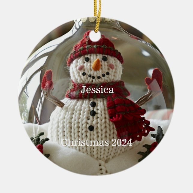 Personalized Snowman Christmas Ornament (Front)
