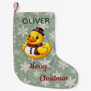 Personalized Snowman Christmas Rubber Duck Small Christmas Stocking
