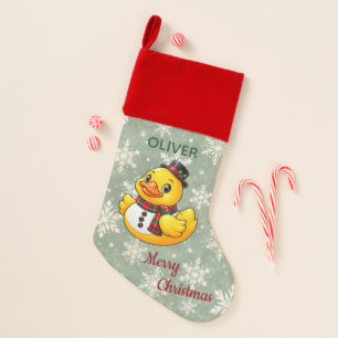 Personalized Snowman Christmas Rubber Duck Stocking