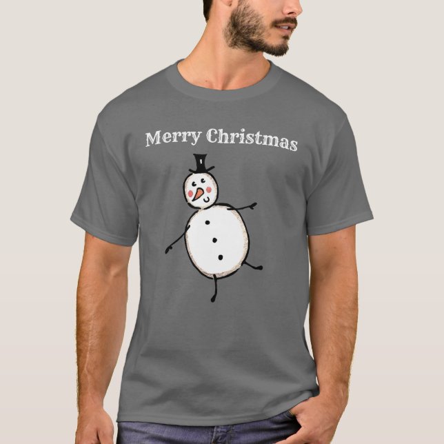 Personalized Snowman Christmas T-Shirt (Front)