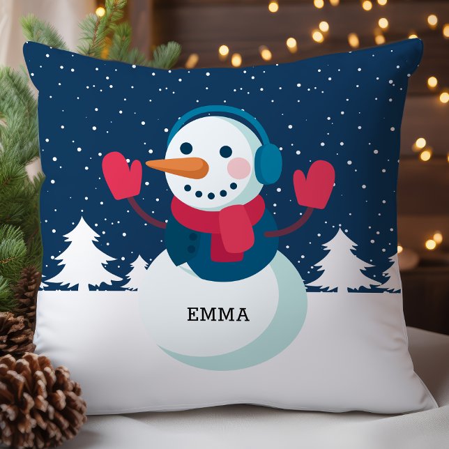 Personalized Snowman Christmas Throw Pillow (Creator Uploaded)