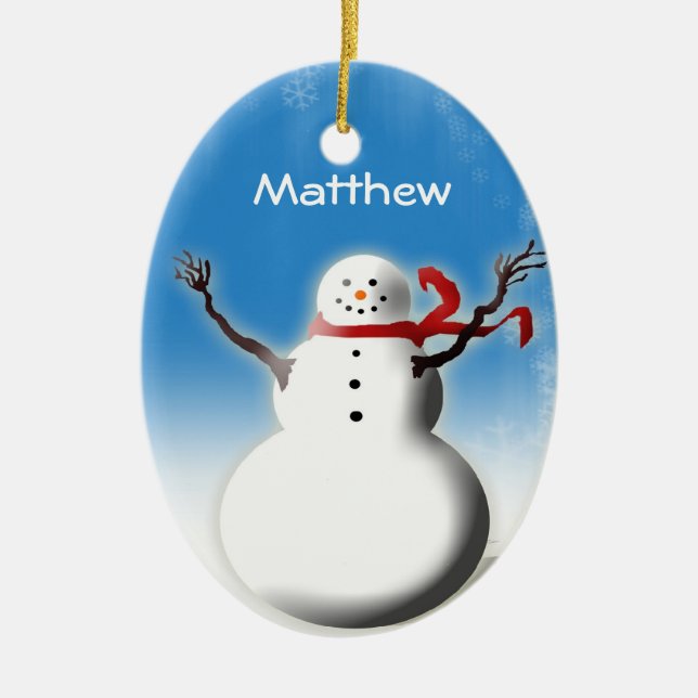 Personalized Snowman Christmas Tree Decoration (Front)