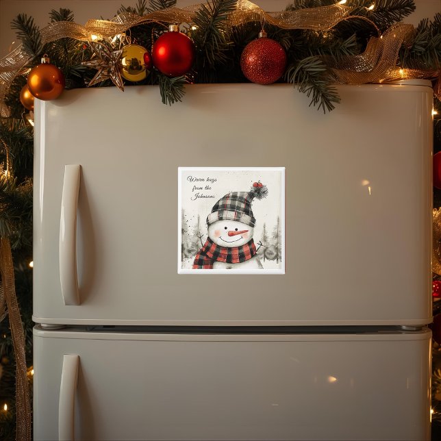 Personalized Snowman Christmas with Family Name Magnet (Creator Uploaded)