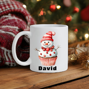 Personalized Snowman Cupcake Christmas Coffee Mug