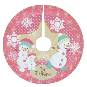 Personalized Snowman Family Holiday Tree Skirt 2