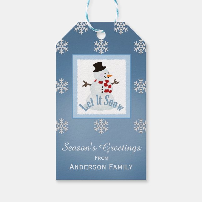 Personalized Snowman Gift Tags (Front)