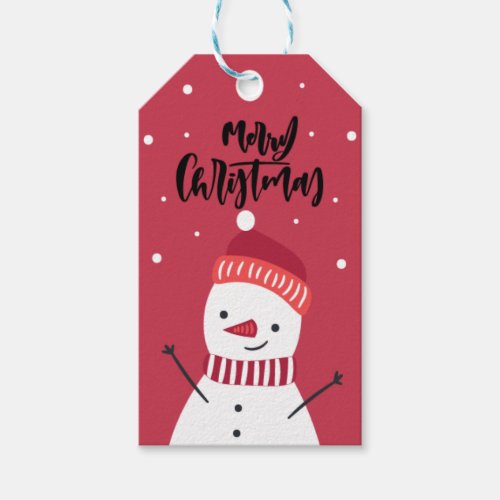 Personalized Snowman Merry Christmas Gift Tags