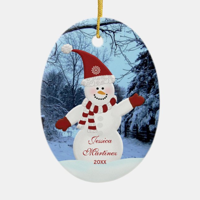 Personalized Snowman Ornament (Front)