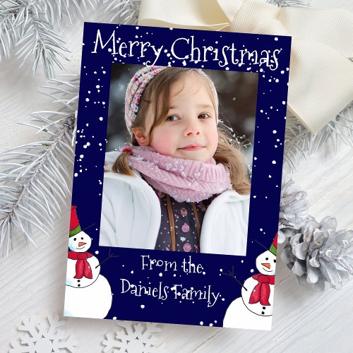 Personalized Snowman Photo Christmas Card