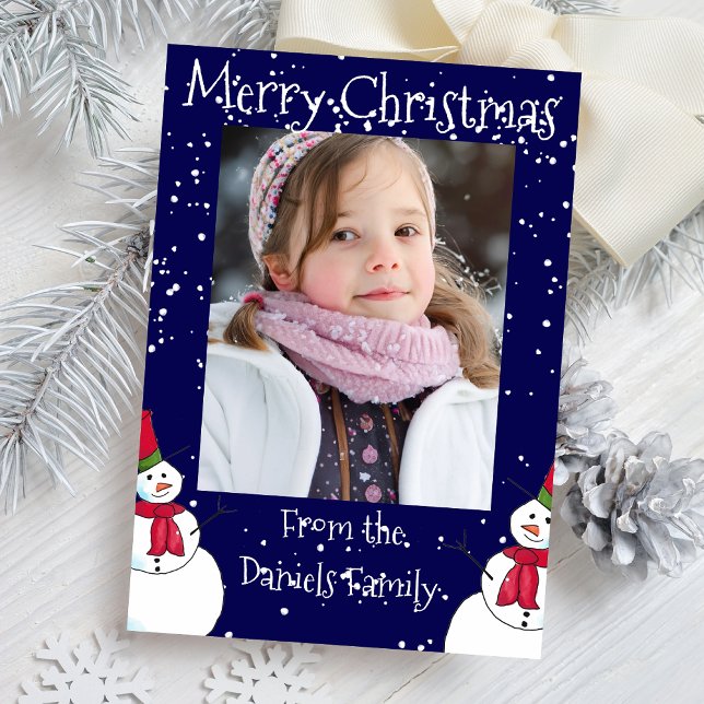 Personalized Snowman Photo Christmas Card (Creator Uploaded)