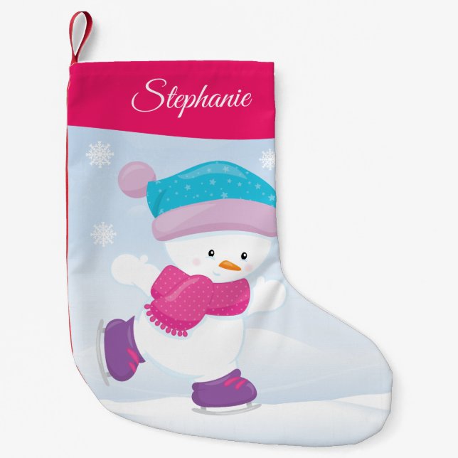 Personalized Snowman Small Christmas Stocking (Front)