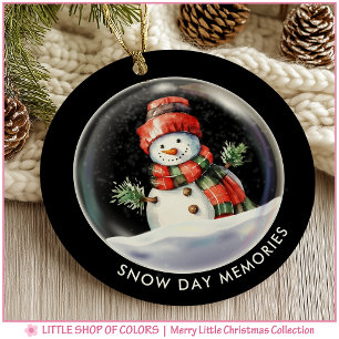 Personalized Snowman Snow Globe Photo Christmas Ceramic Ornament