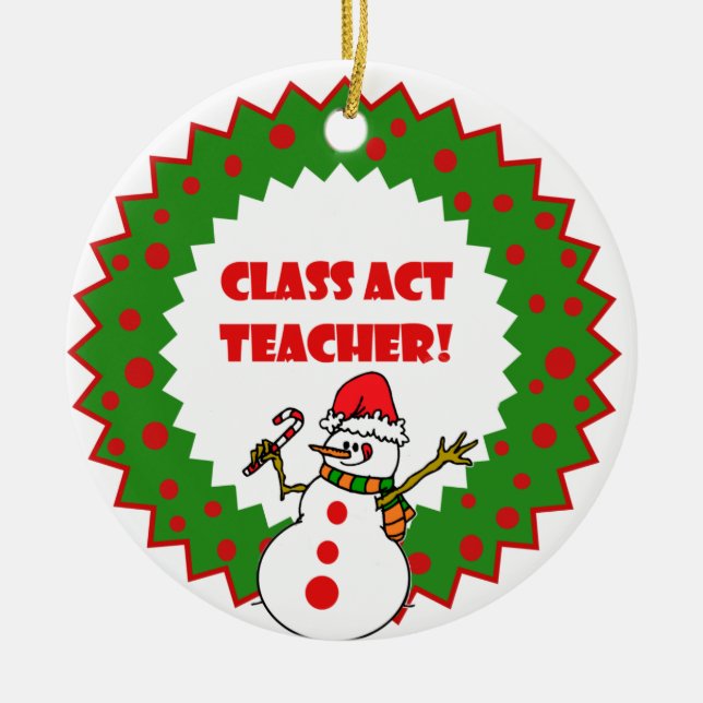 Personalized Snowman Teacher Keepsake Ornament (Front)