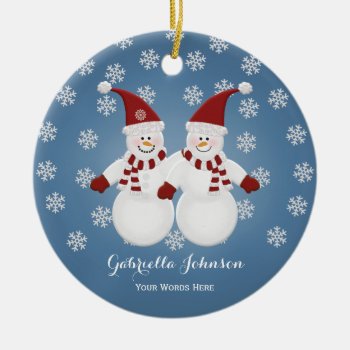 Personalized Snowman Twins Ornament by HolidayFun at Zazzle